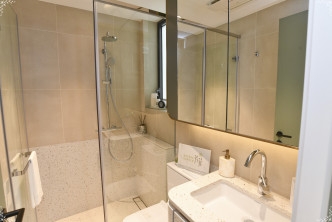 浴室以特色瓷砖铺砌墙身和地板。