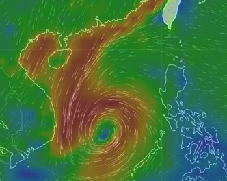 台湾风场预报，本周四该低压区进入南海。