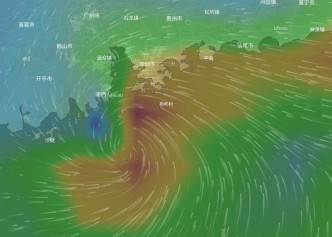 美國GFS預報一個熱帶低氣壓掠過香港以南。網上圖片