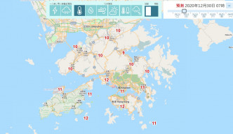 天文台自动分区天气预报截图