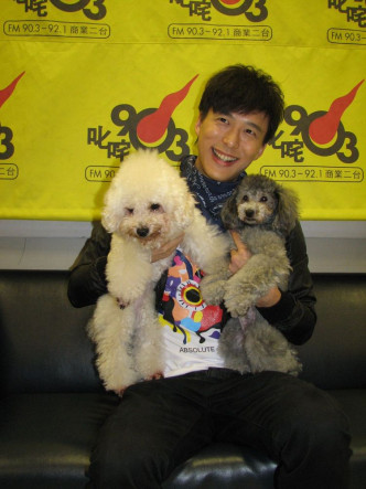 邓健泓连开工都经常带著两只爱犬。（资料图片）