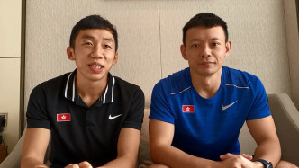 曹星如(左)接受录像访问，向香港的支持者致歉。香港拳击总会片段截图