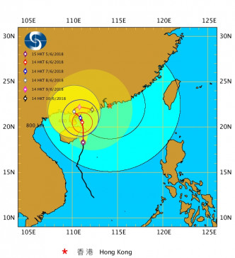 天文台預測風暴在廣東西部登陸再向東移。