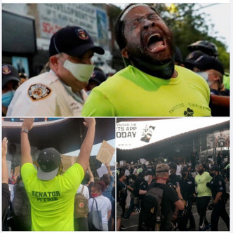 纽约州黑人参议员米维称在示威现场被警员喷胡椒喷剂。FB图
