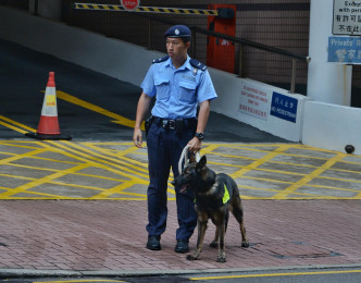 警方带同警犬到场。