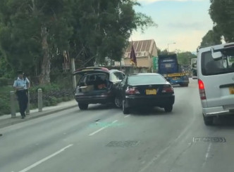 沙頭角公路發生撞車搶劫案。網民Lee Chan Lai圖片
