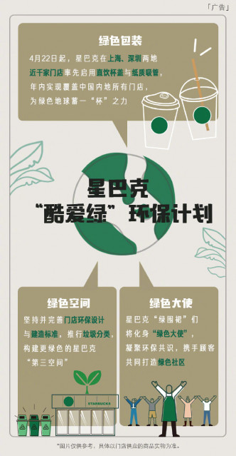 星巴克在上海、深圳近1000间门市试点使用直饮杯盖与纸饮管。网图