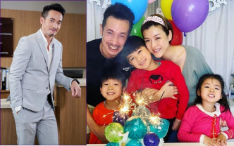 「入五」為搵錢頭家，近日在內地拍TVB新劇《白色強人II》，未能與老婆陳茵媺及3個小朋友慶祝生日。