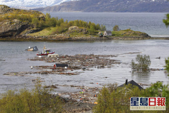 位於挪威北部阿爾塔市近郊海岸土地崩塌。AP