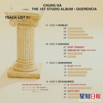 請夏公開新專輯曲目，專輯共有四個主題，總共21首歌，其中4首歌已發布。