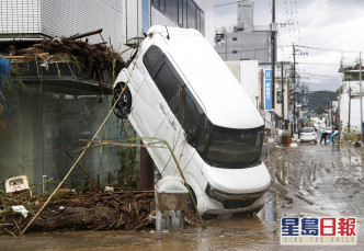 九州人吉市災情嚴重。AP圖片