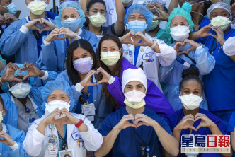 纽约护士庆祝「护士周」(Nurse's Week)。AP资料图片