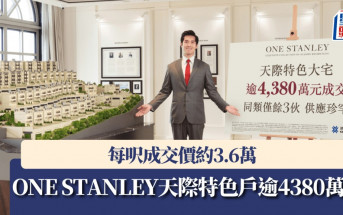 ONE STANLEY天際特色戶逾4380萬沽 每呎成交價約3.6萬