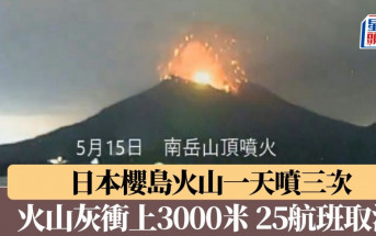 日本櫻島火山狂噴發 火山灰衝上3000米高空 25航班取消︱有片