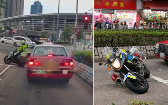 的士司機等紅燈 突衝前撞交通警 網民：香港腳發作？｜車Cam直擊