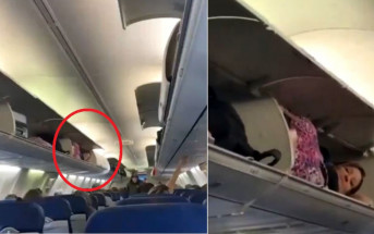美國大媽行李架自製「上鋪」惹議  網民好奇：航空公司默許？