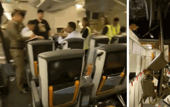 新航急降曼谷︱客機遇亂流「戰後」影片曝光  天花板鬆脫機艙滿目瘡痍