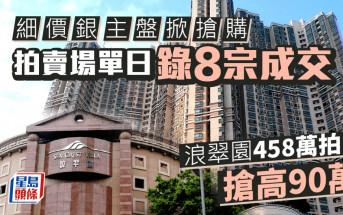 細價銀主盤掀搶購 拍賣場單日錄8宗成交 浪翠園458萬拍出 搶高90萬