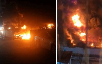 廣西小區車棚深夜突起火 疑燒毀上百輛電動單車