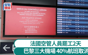 法國空管人員罷工2天航班大混亂 30萬名乘客受影響
