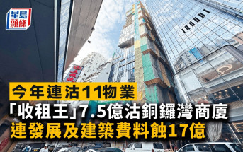 「收租王」永倫7.5億沽銅鑼灣商廈 連發展及建築費料蝕17億 今年連沽11物業