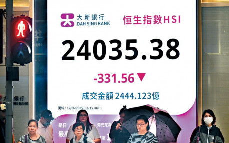 恒指吐331點升勢斷纜醫股逆市上揚
