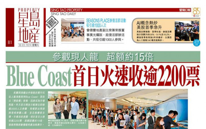 Blue Coast首日火速收逾2200票