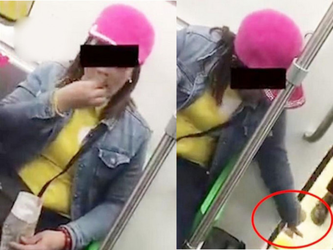 越南女地鐵剝瓜子亂丟殼，被警方意外揭發非法居留。（網圖）