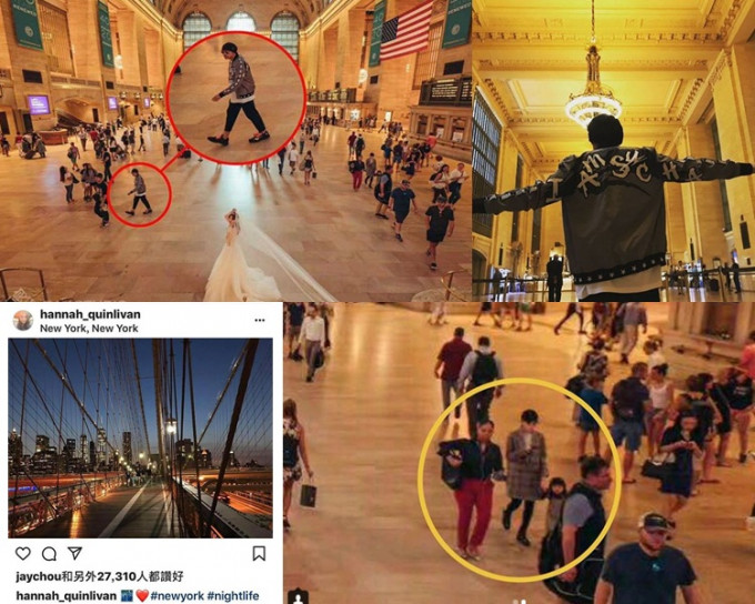 網民在紐約拍婚紗照，沒想到周杰倫一家三口入鏡。