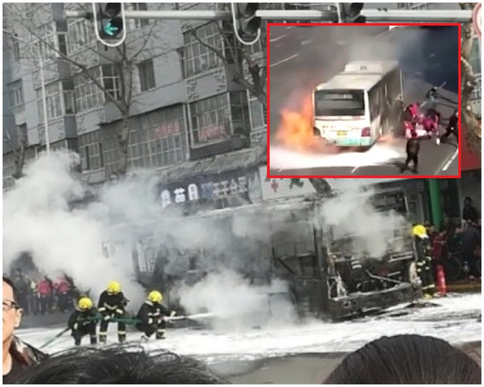 巴士則被燒剩車架。網圖