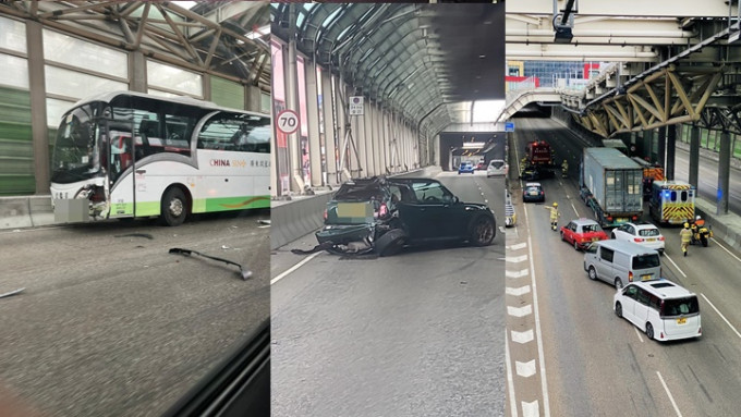 屯门公路发生交通意外。fb：香港突发事故报料区