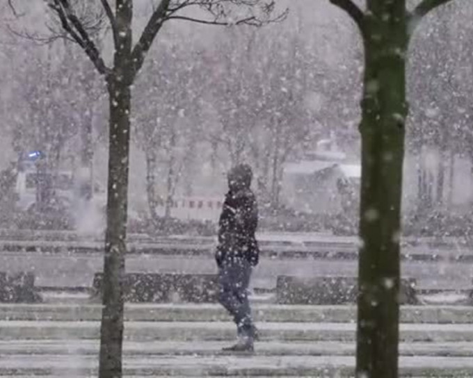 欧洲多国遭暴风雪侵袭，海陆空交通大混乱。网上图片