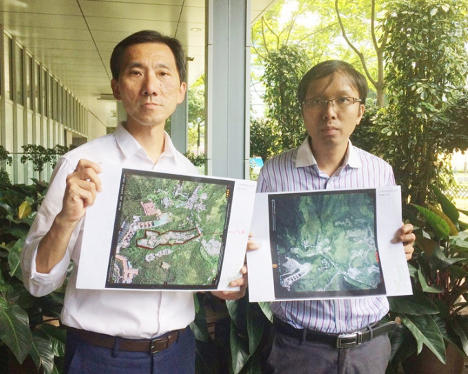 左起：姚松炎及譚凱邦表示，政府應先堵塞棕土漏洞。