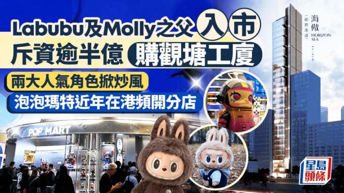 Labubu及Molly之父买观塘新式工厦 斥资逾半亿入市 泡泡玛特近年在港频开分店