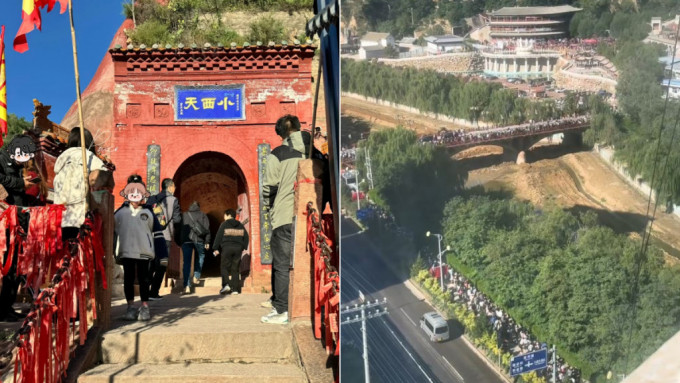 《黑神话：悟空》取景地之一的山西小西天昨日被游客逼爆。影片截图