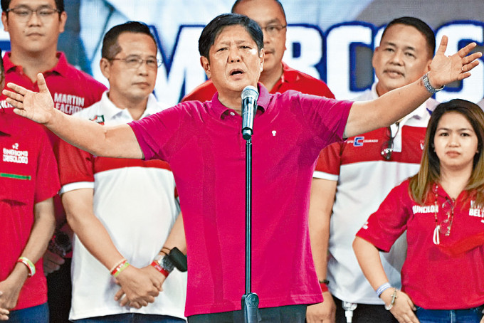 菲總統參選人小馬可斯，上月在奎松市拉票。