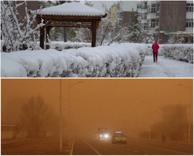 內蒙古多地出現暴雪及沙塵暴天氣。