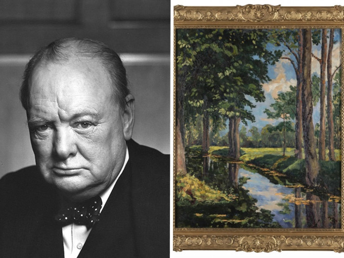 英國戰時首相邱吉爾畫作《布雷克勒護城河》以185萬美元成交。網上圖片