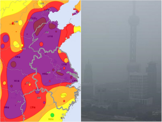 华东空气污染严重。网上图片