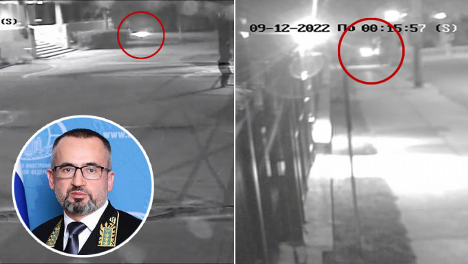 一名身分不明男子掟氣油彈入俄羅斯駐加拿大使館，俄羅斯大使斯捷潘諾夫（小圖）形容是企圖恐襲。