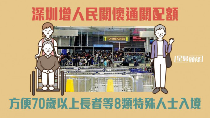 深圳增加「人文關懷」通關名額，方便8類特殊人群入境。資料圖片