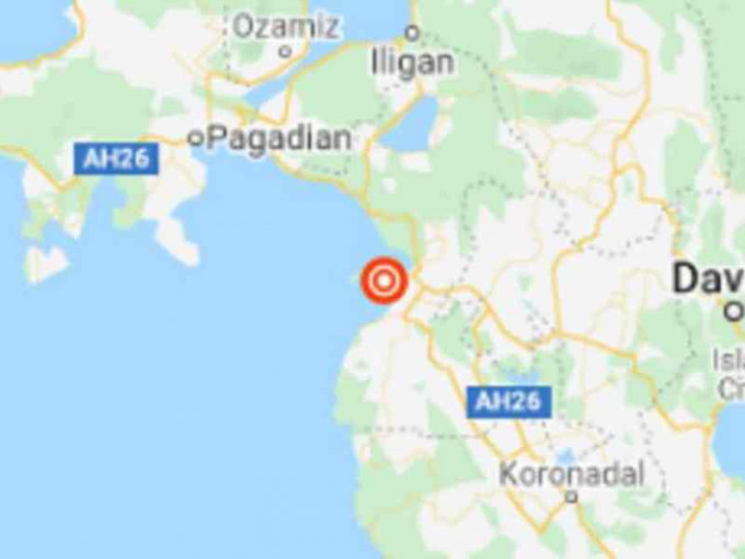 地震發生在菲律賓南部海域。網圖