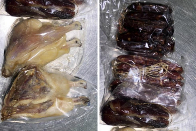 港人帶臘腸臘鴨闖關台灣被罰5萬港元。網上圖片