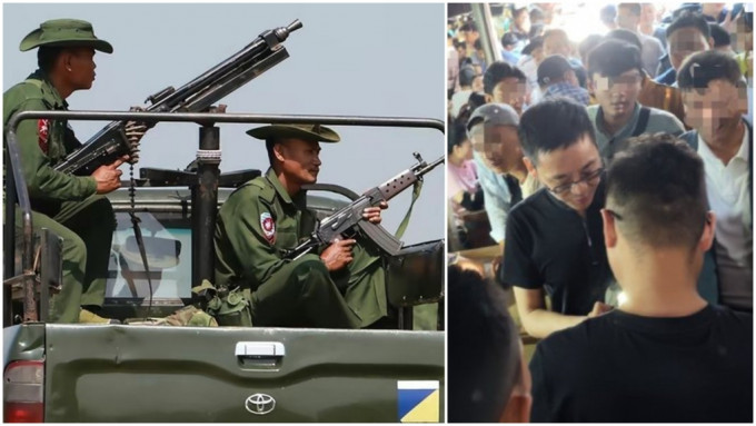 周小平(右)在緬北考察，他指叛軍並不受當地華人歡迎。