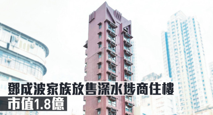 鄧成波家族放售深水埗商住樓，市值1.8億。