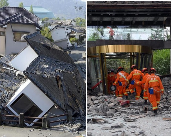 中國(右)和日本(左)近年常發生大規模地震。圖:新華社