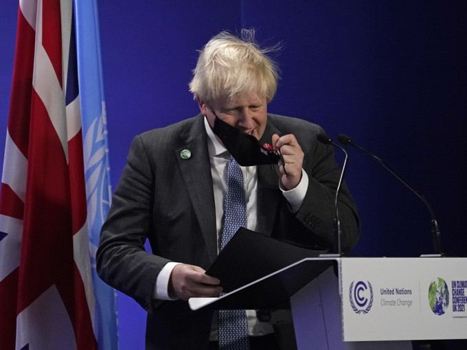 英国首相约翰逊警告，虽然今次COP26峰会取得了一些进展，但仍必须保持审慎。AP图