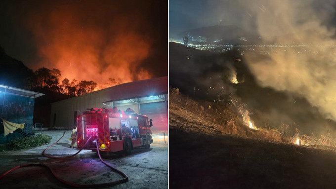 打鼓岭山火现400米火龙 消防上山拯救。消防处FB