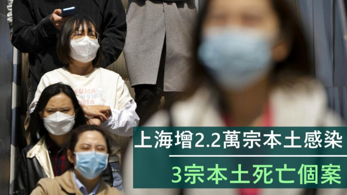 上海过去一日新增逾2.2万宗新冠病毒本土个案。AP图片