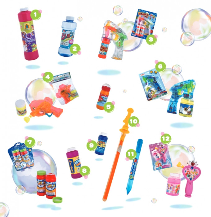 消委会抽验12款市面较常见的肥皂泡玩具。